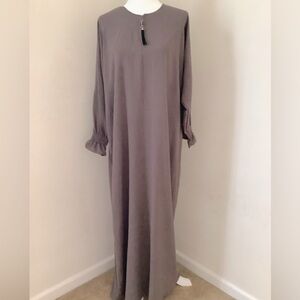 Light brown ruffle sleeve abaya